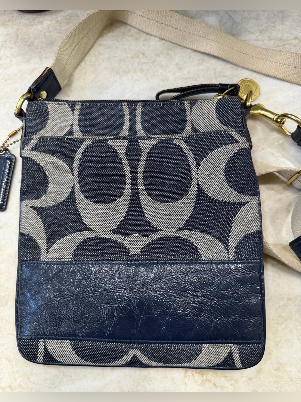 Coach denim crossbody purse super clean!